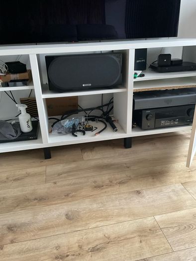 IKEA Hifi and AV unit with black gloss bench top , 180mm x 40mm x 75mm (LX B X H)