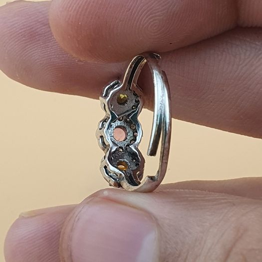 Vintage 925 Sterling Silver Multi-Stone Tourmaline Adjustable Ring