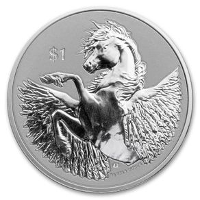 2021 British Virgin Islands 1 Dollar 1 oz Silver Bullion Coin - Pegasus BU (In Capsule)