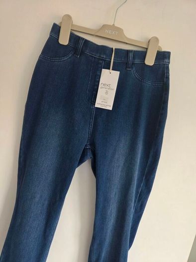 UK14 Petit, Next Blue Full Length Jersey Denim Leggings - NEW