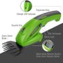 7.2V 2-in-1 Cordless Hedge Trimmer & Grass Shear with 1500mAh Lithium-Ion Battery, 2 Attachment Blades for Gardening, Cutting, Trimming, Shearing, Pruning and Thinning Plants and Foliage Image 2