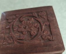 Vintage Small Hinged Carved Floral Wood Box Rings Trinkets