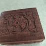 Vintage Small Hinged Carved Floral Wood Box Rings Trinkets Image 6