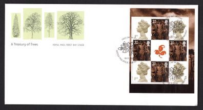 2000 Great Britain A Treasury of Trees Stamp Booklet Pane Royal Mail Addressed First Day Cover (FDC)