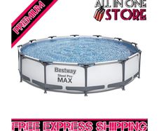 Steel Pro Round Frame Swimming Pool with Filter Pump, Grey, 12 ft (FREE SHIPPING)