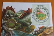 Rare Stegosaurus Dinosaur coin in vintage stamp cover