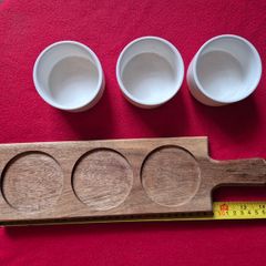 Fiesta Joy Acacia Paddle Tray with Dip Bowls