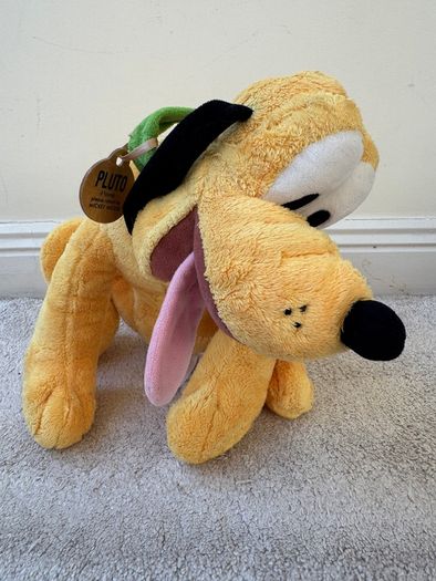 Disney Pluto Plush Doll Stuffed Animal Toy Official Store approx. 45 cm. his neck is too loose Tag is damaged Please see pictures