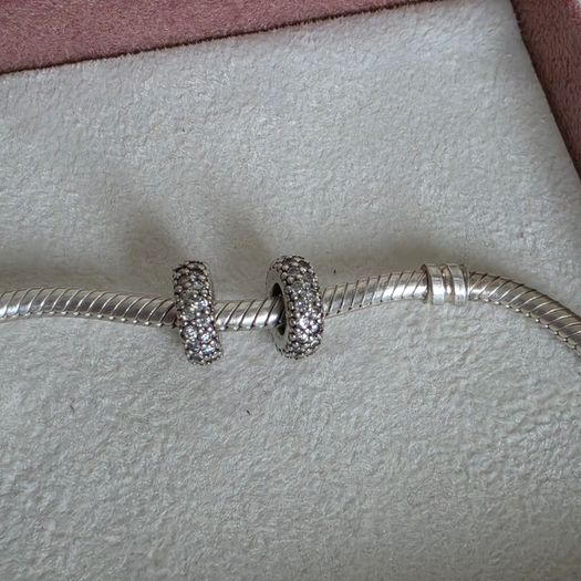 Pandora sparkly clear,spacer charms very good condition hallmarked