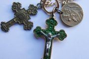 Vintage Two Crosses and a Medallion on a Chain