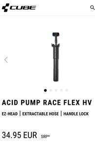 Cube acid race HV mini pump for shredder & presta valves