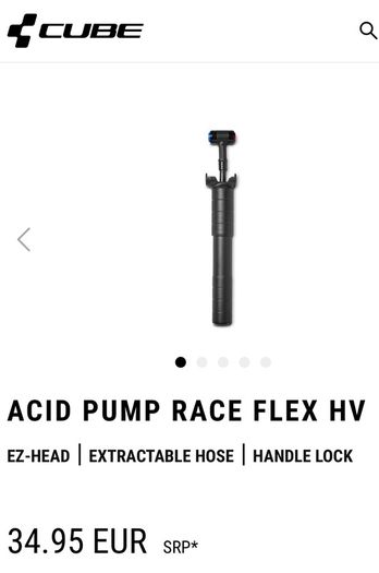 Cube acid race HV mini pump for shredder & presta valves