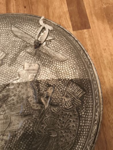 Vintage Persian pewter and brass plates