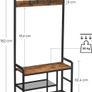 Coat Rack, Hall Tree with 8 Hooks, Shoe Bench, Storage Shelves, for Entryway, Bedroom, Steel Frame, Industrial Style, Rustic Brown and Black Image 6