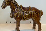 Ceramic figurine of a Chinese tang war warrior horse