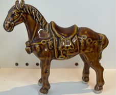 Ceramic figurine of a Chinese tang war warrior horse