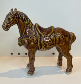 Ceramic figurine of a Chinese tang war warrior horse