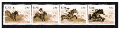 2002 Ireland 250th Anniversary of Irish Steeplechasers Se-tenant Commemorative Stamps featuring Arkle, L'Escargo, Dawn Run & Istabraq Mint Never Hinged (MNH)