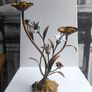 Antique 1930s French Botanical Gilt Metal & Porcelain Candelabra Image 9