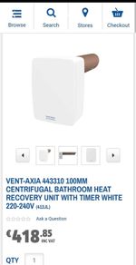 Vent Axia Heat Recovery Extract Fan