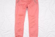 Mos Mosh Coral Orange Beaded Pocket Ankle-Zip Slim Cropped Trousers Size 25 / 8UK/36EU