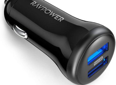 Car Charger USB Car Cigarette Lighter 24W Adapter with Total 5V 4.8A Output and Two Guiding LED Lights for iPhone XS/XR/XS Max, Galaxy S9/S8, iPad Pro, and Android Devices