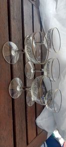5 x 50s,60s white velvet glasses,vintage collectors item,,sold as seen .hard to come by.