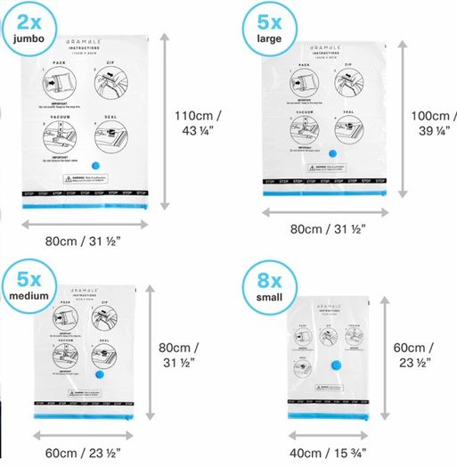 20 Heavy Duty Vacuum Storage Bags Set with Pump
