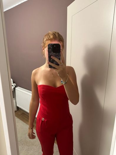 red jumpsuit