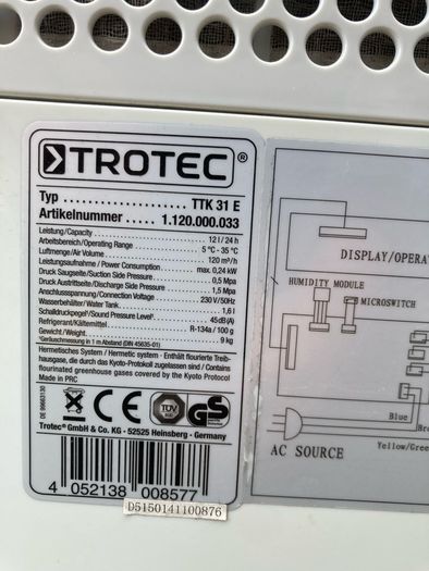 Trotec dehumidifier