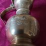 Vintage Solid Brass Art Deco Engraved With Decorations Footed Pitcher With Lid Image 9