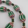 Antique Venetian Style Green Chevron Glass Beads Necklace Image 8