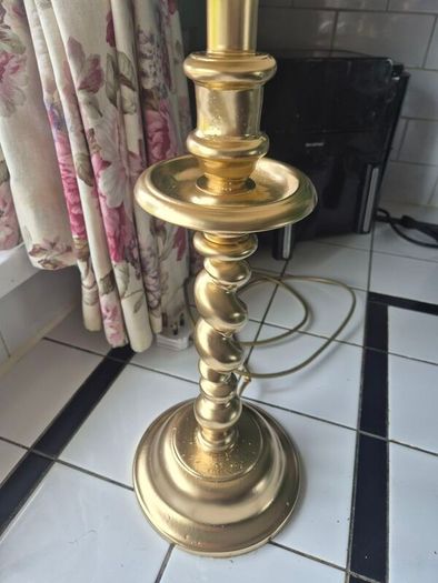 Lamp Vintage Gold metal tall slim table lamp