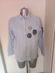 Zara Basic Collection blue army style ladies shirt size M UK10 EU38 Postage included