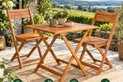 3 Piece Folding Garden Furniture Set  Acacia Wood Table &amp; 2 Chairs