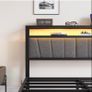 King Size Bed Frame with Storage and LED Lights,5ft Metal Platform Bed Frame King Size Bed Base with Charging Station,Mattress Base,Strong Slats Support,Under-bed Storage,Noise Free,Grey Image 4