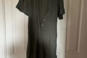 Brand new army green h&amp;m cotton midi shirt dress