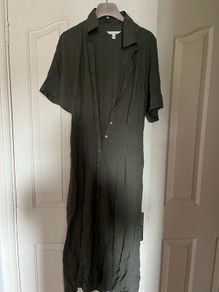 Brand new army green h&m cotton midi shirt dress