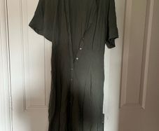Brand new army green h&m cotton midi shirt dress