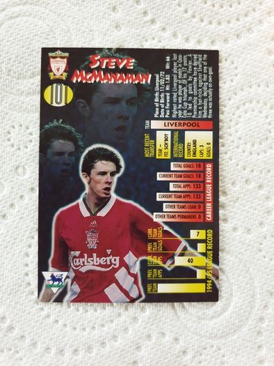 Steve McManaman Liverpool Football Trading Card 1995 to 1996