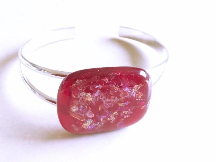 Handmade Glass Fused Dichroic Bangle - FREE DELIVERY