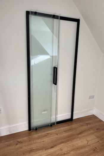 Shower Sliding Door Metal Black 1000 mm Sonas ASPECT