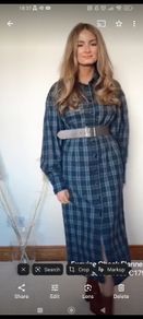 boutique check dress, puff sleeve