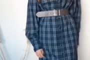 boutique check dress, puff sleeve