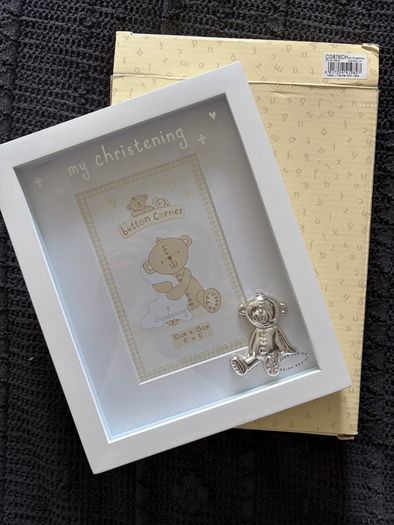 Button Corner My Christening Photo Frame