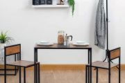 Brown &amp; Black 2 Seater Compact Dining Set - 2 Chairs and Table - Two Person Kitchen Dinner Small Space Saving Wood Contemporary Finish