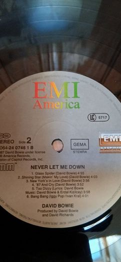 David Bowie - Never Let Me Down - LP - EMI America - 1987