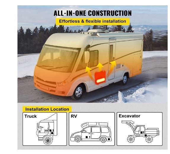 Diesel Air Heater LCD Switch,Remote Control,Silencer, Diesel Heater All in One parking heater with 4 air 8KW 12V outlets for cars, buses, RVs, trucks,