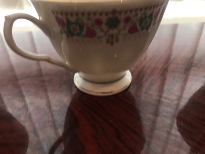 5 stamped china tea cups floral pattern and gold  guided cup
