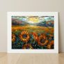 Vibrant Sunflower Field Art, Floral Canvas Painting 87x65cm Image 4